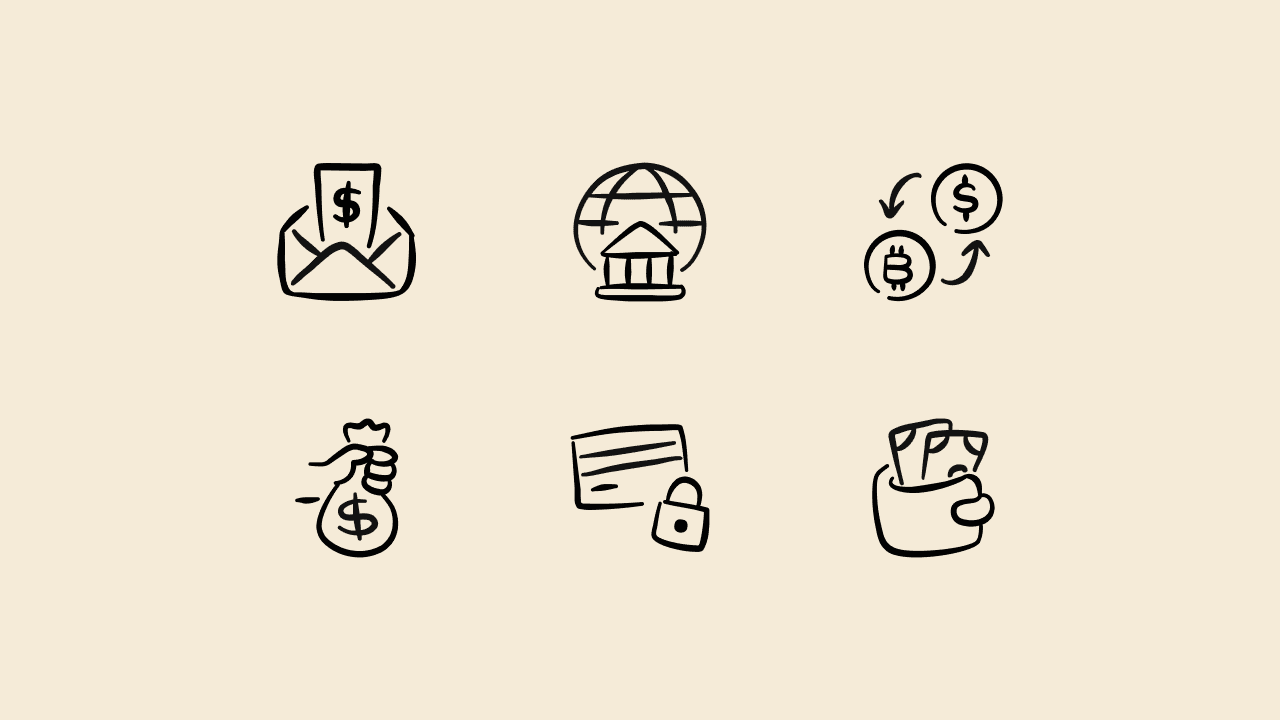 Freehand Line Finance Icon Set