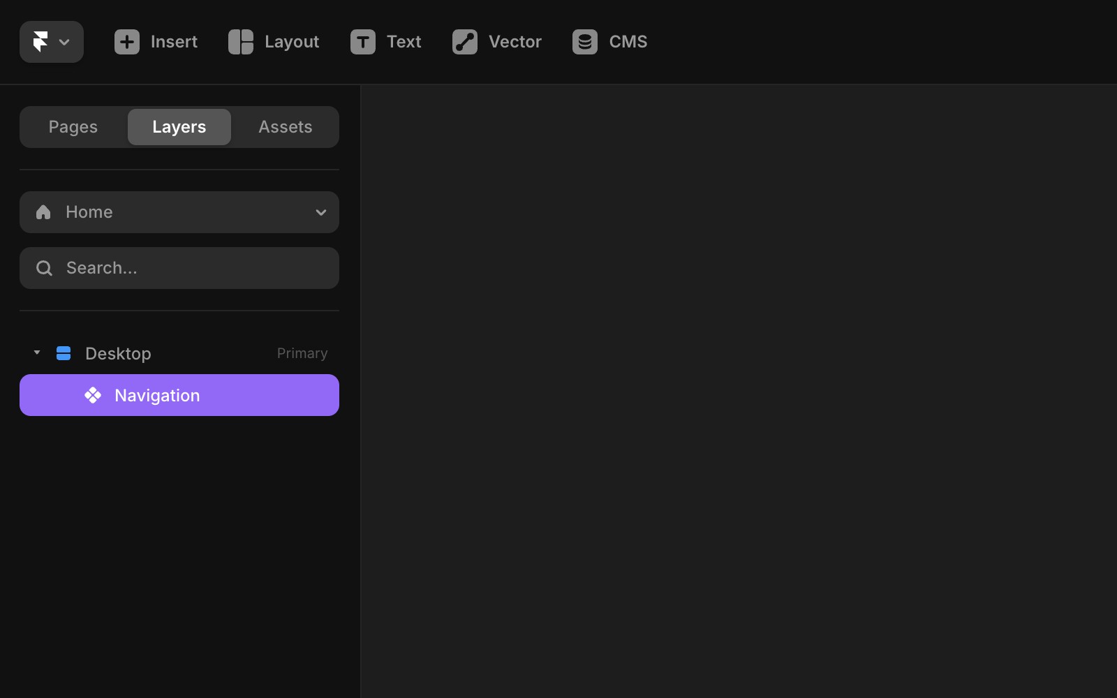 Shows a navigation component in the Layers panel.