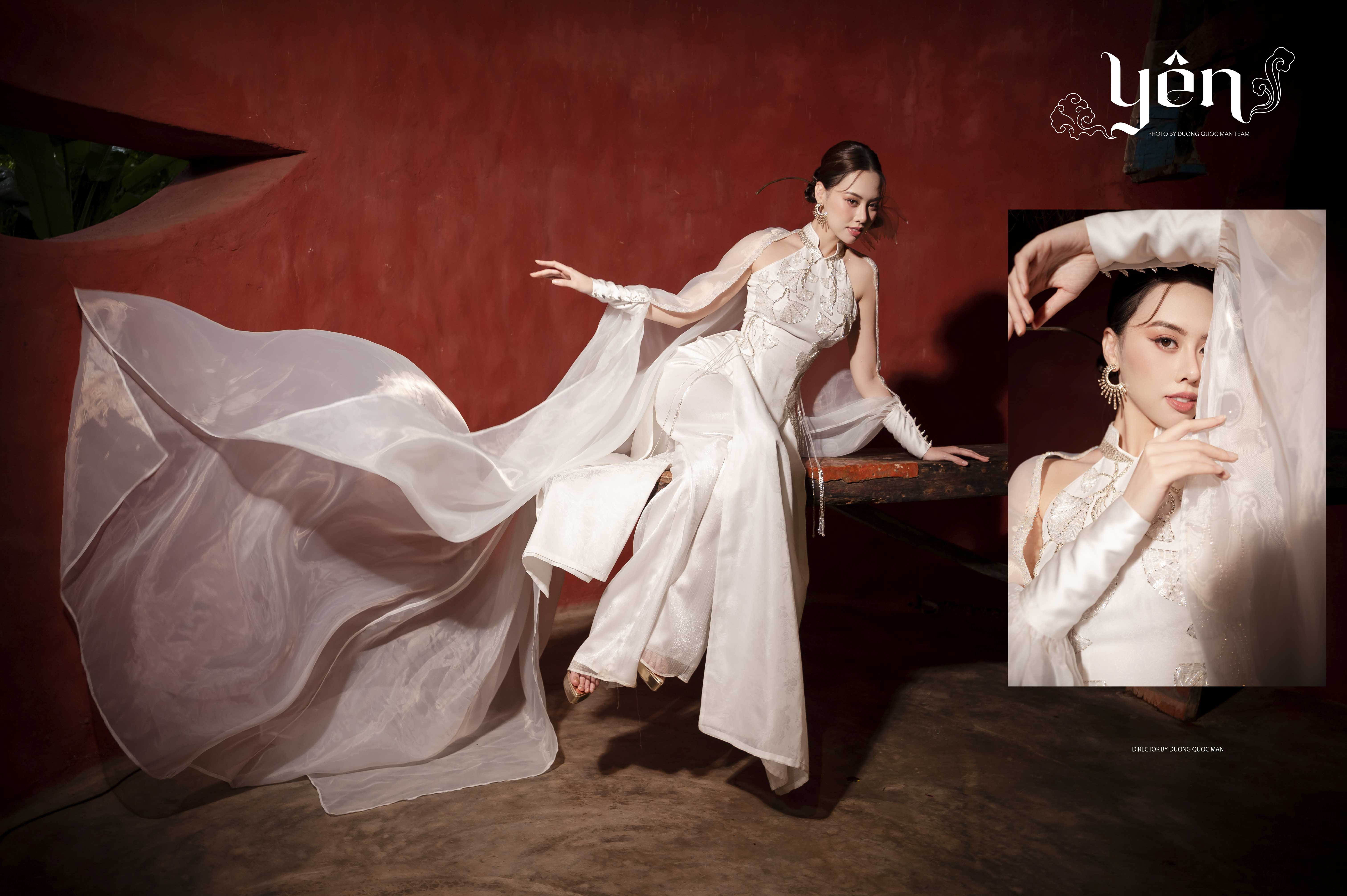 Soft petals, softer light. A cinematic portrait of Nhu, where the elegance of the pink Ao Dai harmonizes with the gentle whispers of the garden.