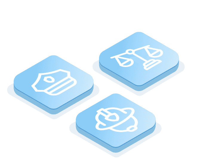 Drei Elemente, die jeweils Berufe aus dem öffentlichen Bereich darstellen.