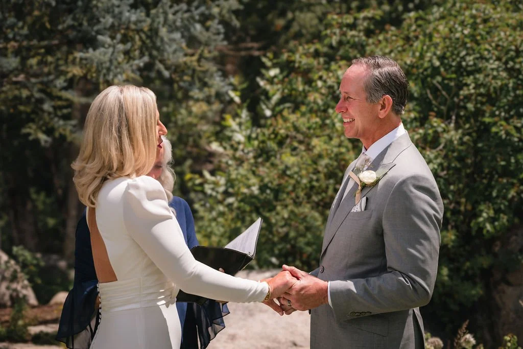 Ceremony vows at John Denver Sanctuary during Bosq Aspen wedding