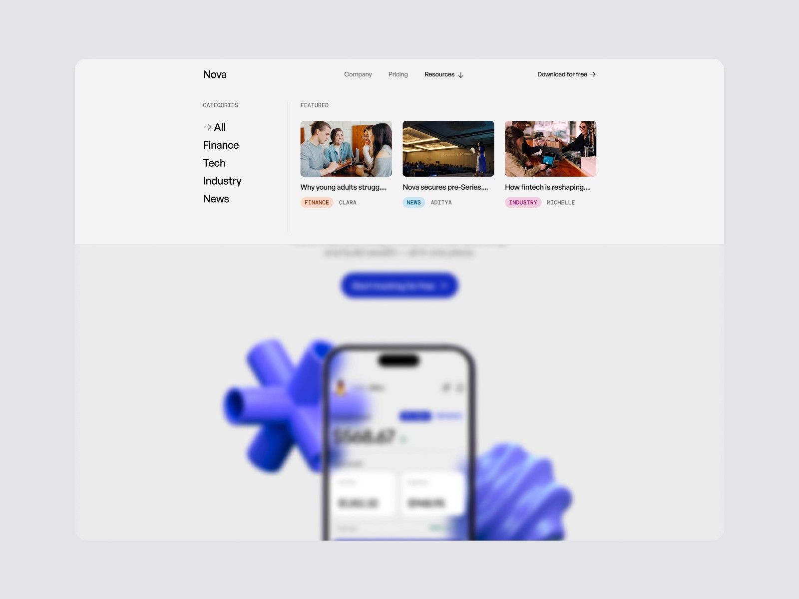 Nova App — 极简现代金融科技网站设计灵感