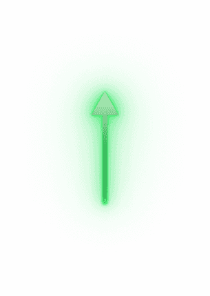 Flèche verte lumineuse pointant vers le haut, symbolisant la croissance et l'amélioration des techniques de vente B2B.