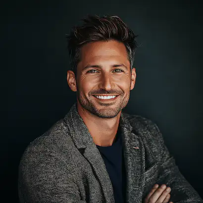 Portrait of man with dark backdrop
