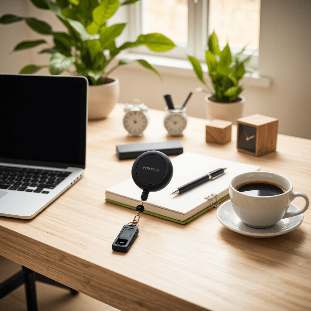 product photography of retractable keychain