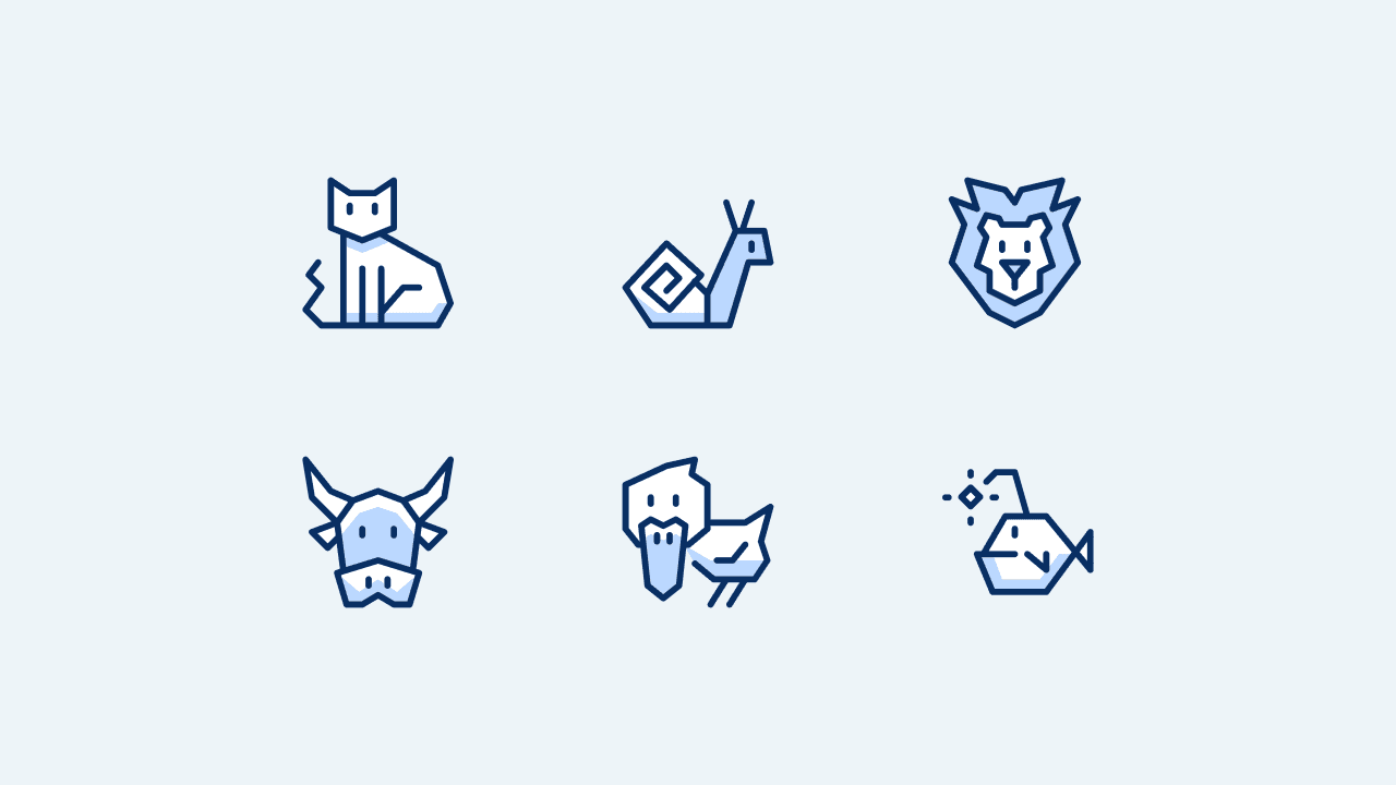 Cyber Solid Animal Icon Set