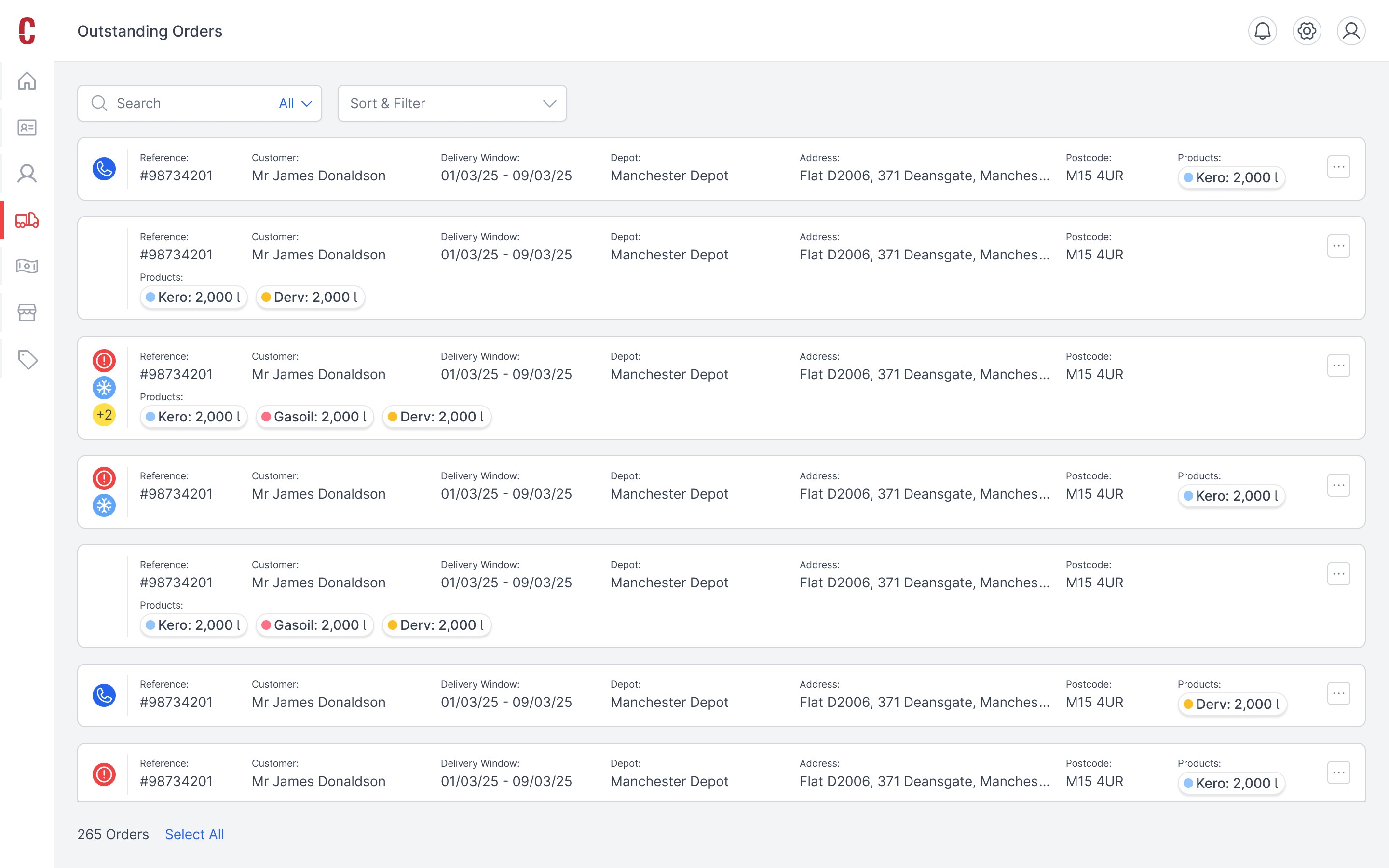 Image of CODAS 7 Orders Screen