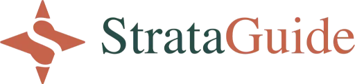 StrataGuide logo with compass symbol