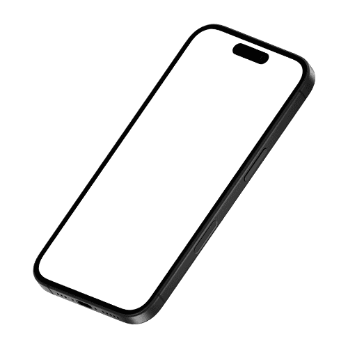 Black iPhone 16 mockup upper left view