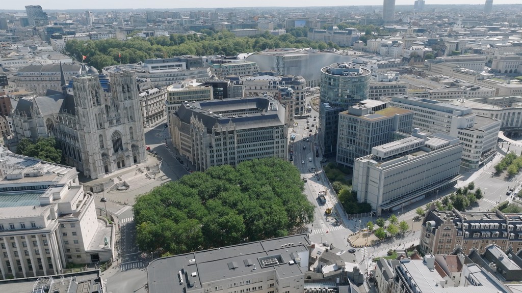 Drone Shot of Brussels' cathedral