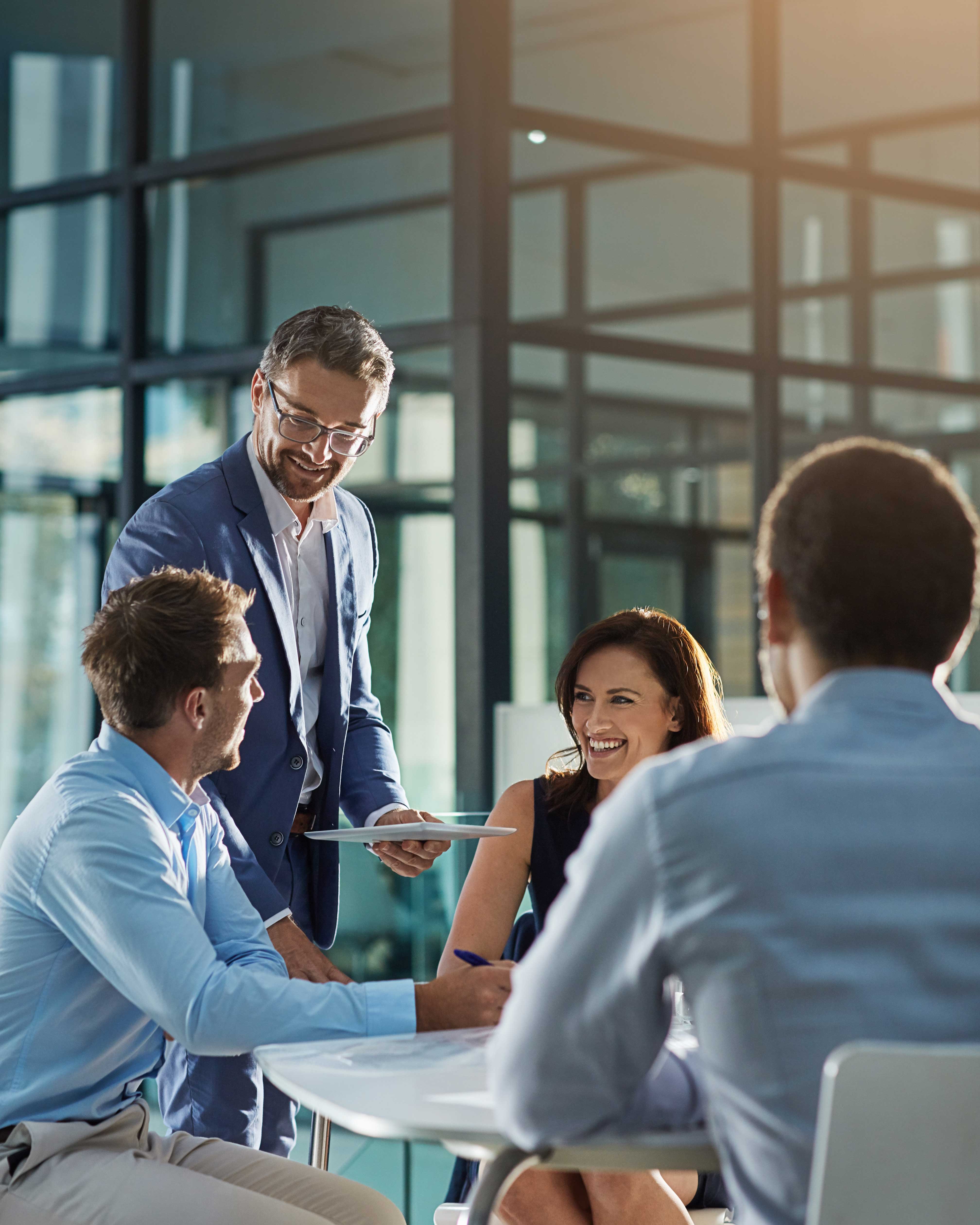 A team of people in a meeting
