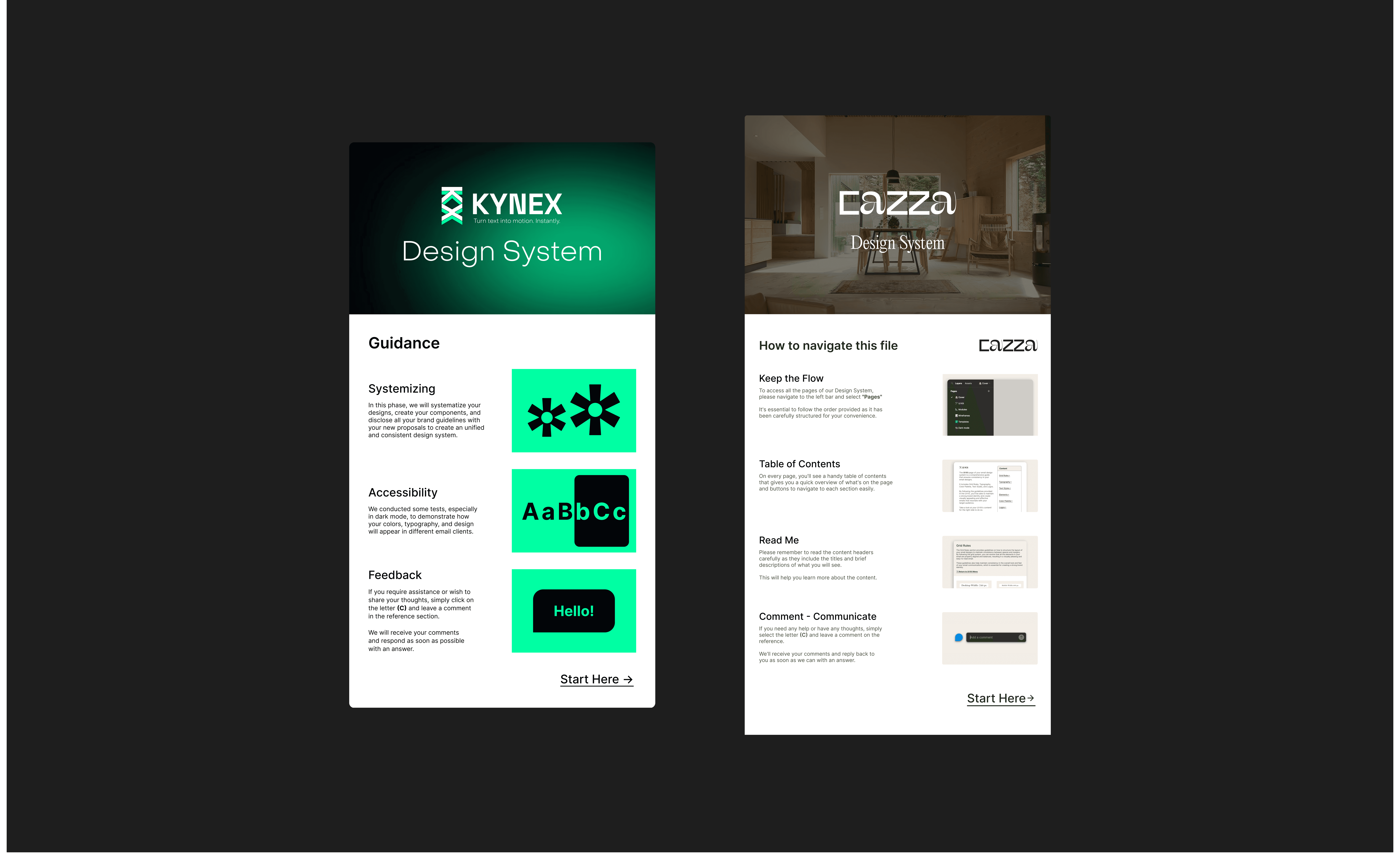 Two email design system covers showing the content structure for each system.