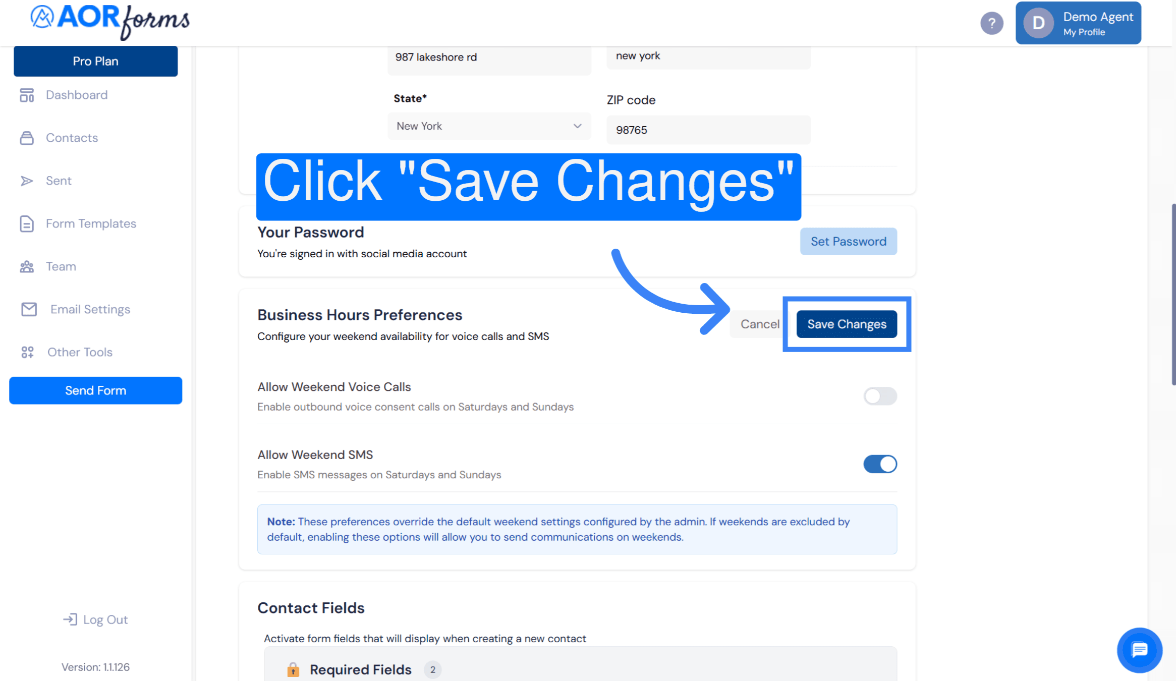 Save Preference Changes
