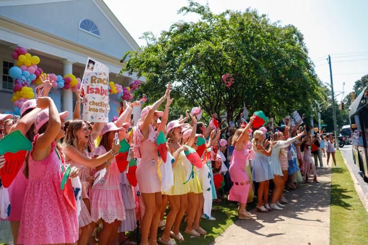University of Georgia sorority girls celebrating bid day