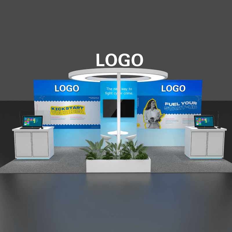 10x20 dual demo station booth rental front view