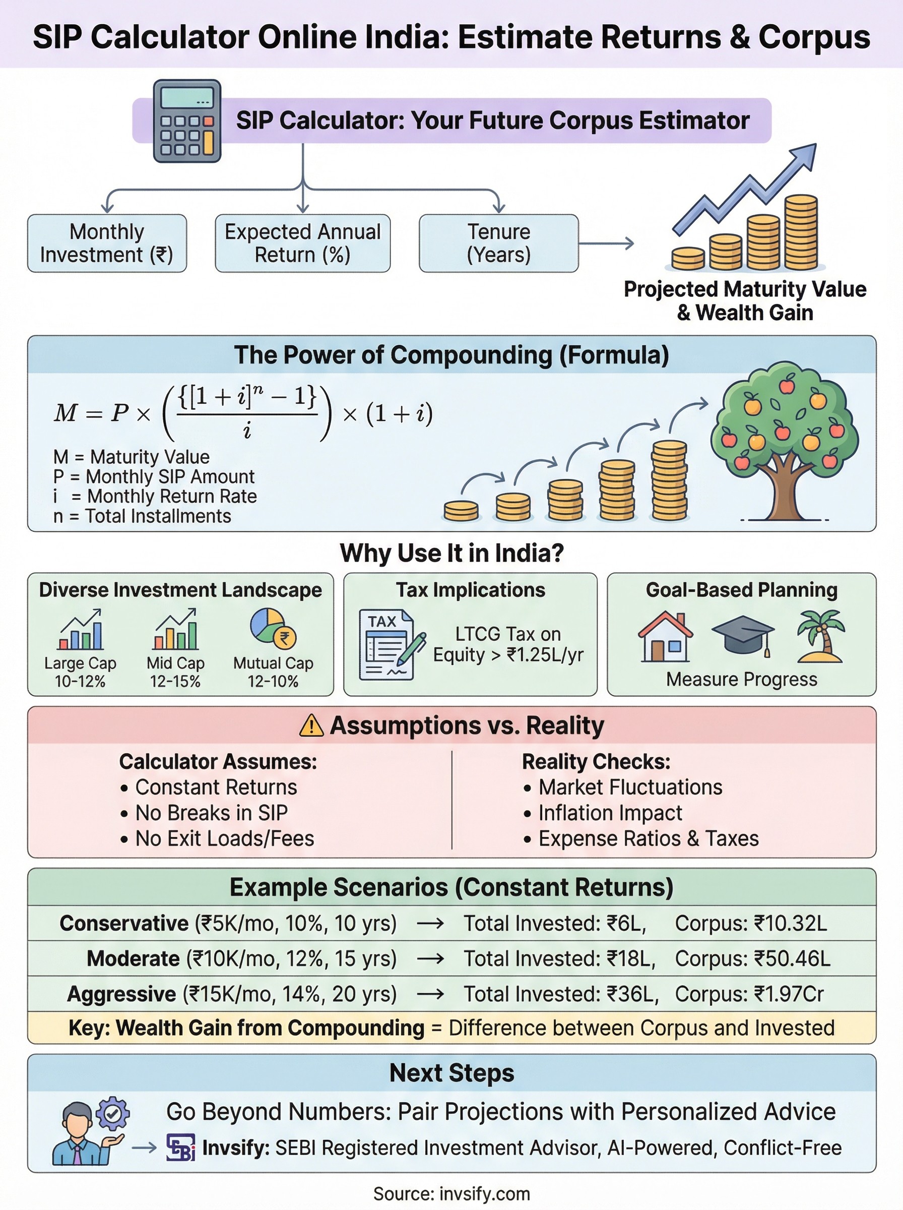 sip calculator online india infographic