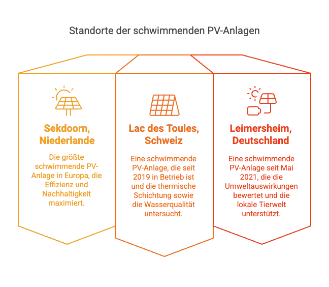 In Sekdoorn, Lac des Toules und Leimersheim sind schwimmende PV-Anlagen.