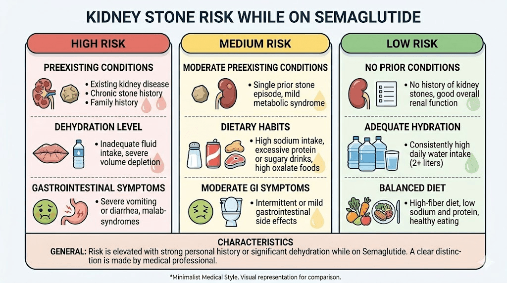 Kidney stone risk assessment for semaglutide users