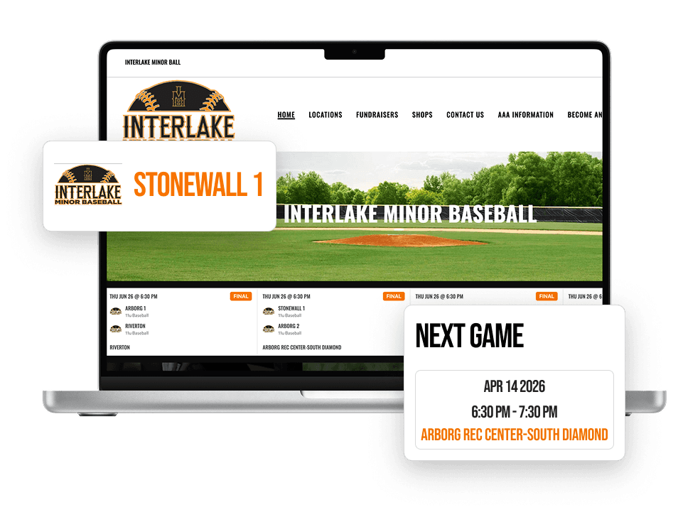 Baseball Website Builder Team Pages powered by TeamLinkt