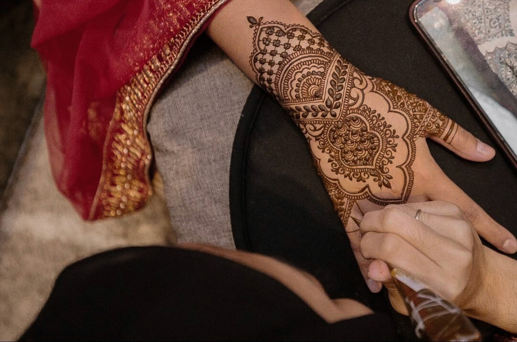 Intricate above wrist bridal henna service provided in Singapore.