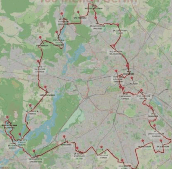 Berlin Wall 100 Milers Route