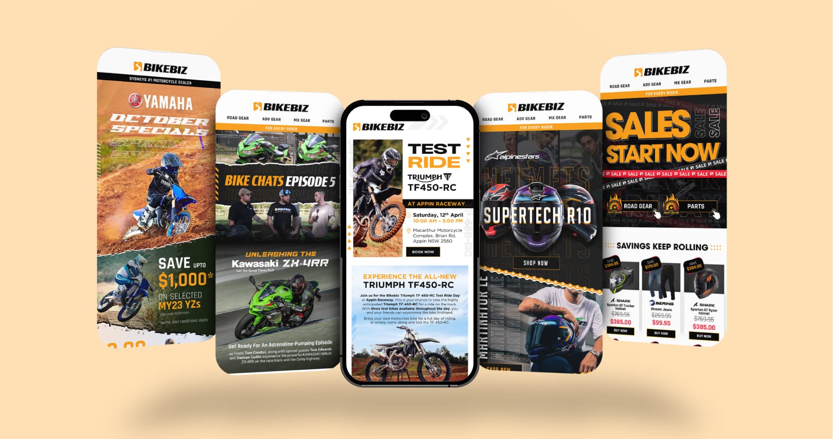 Mobile app UI designs with multiple screens