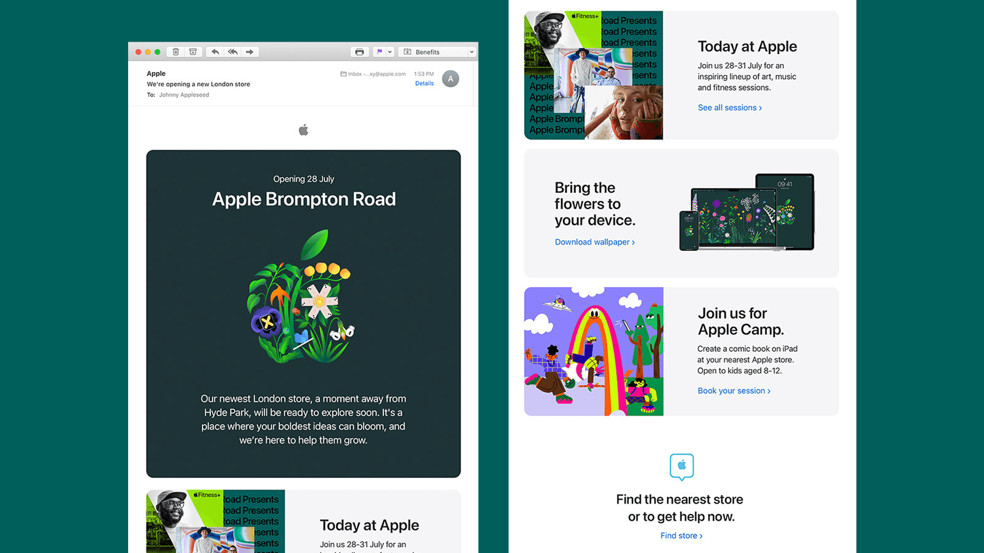 Email design for Apple Brompton Road