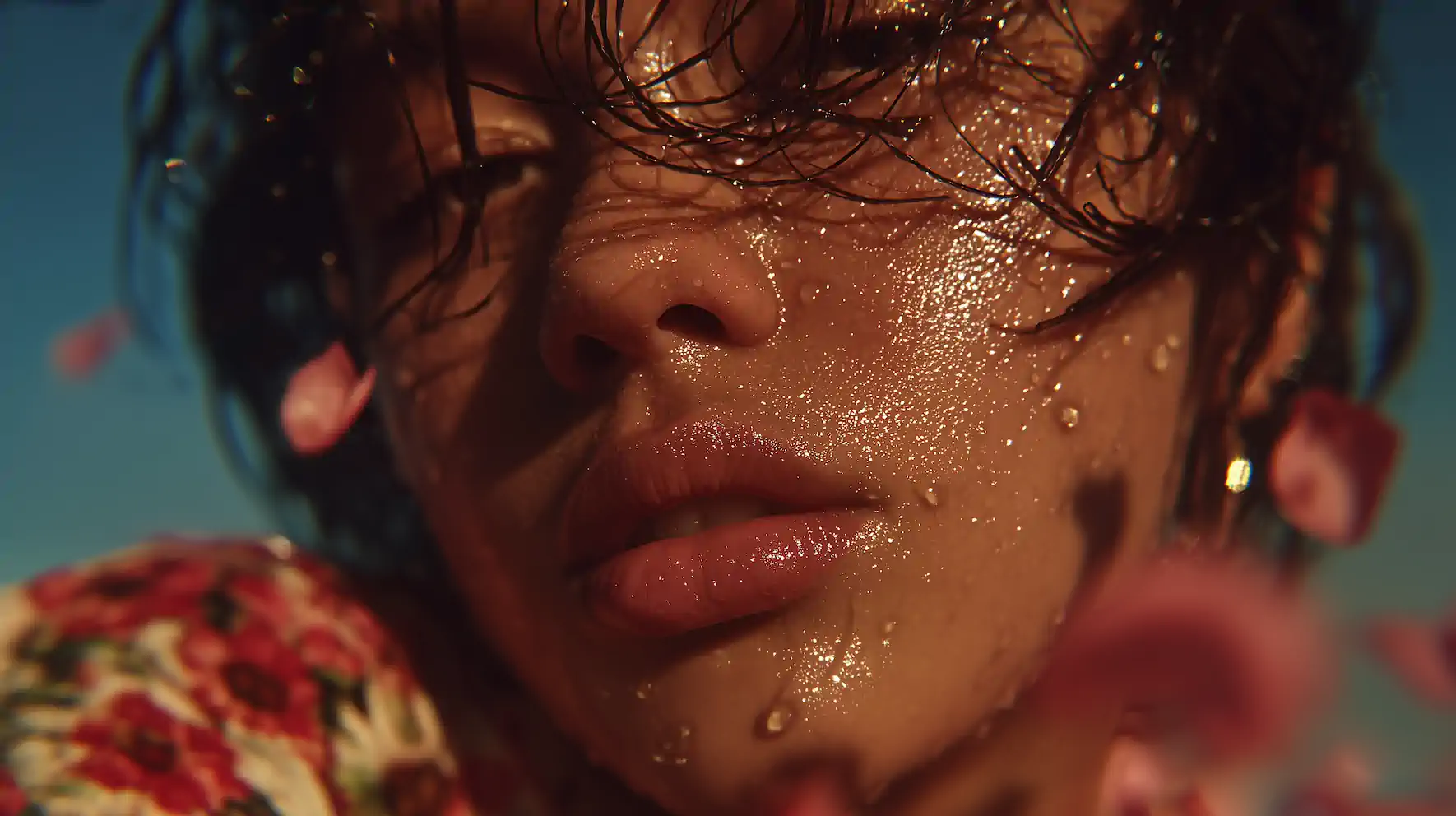 Fashion photoshoot with a woman posing in a dress