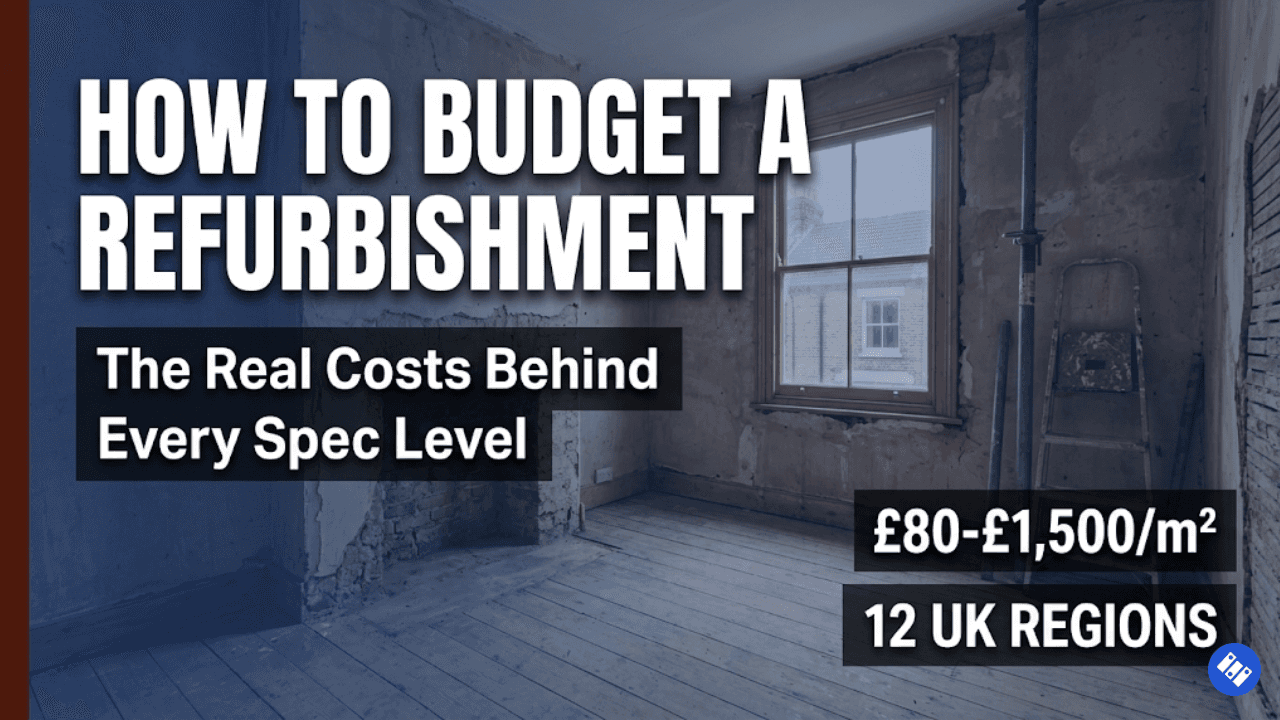 Empty unrenovated terraced house interior with bare plaster walls, UK property refurbishment cost guide