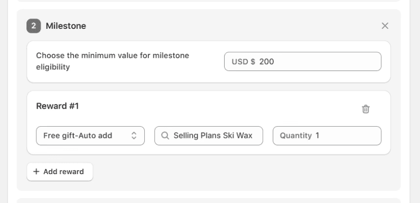 tiered gifting offer in Shopify using Monk