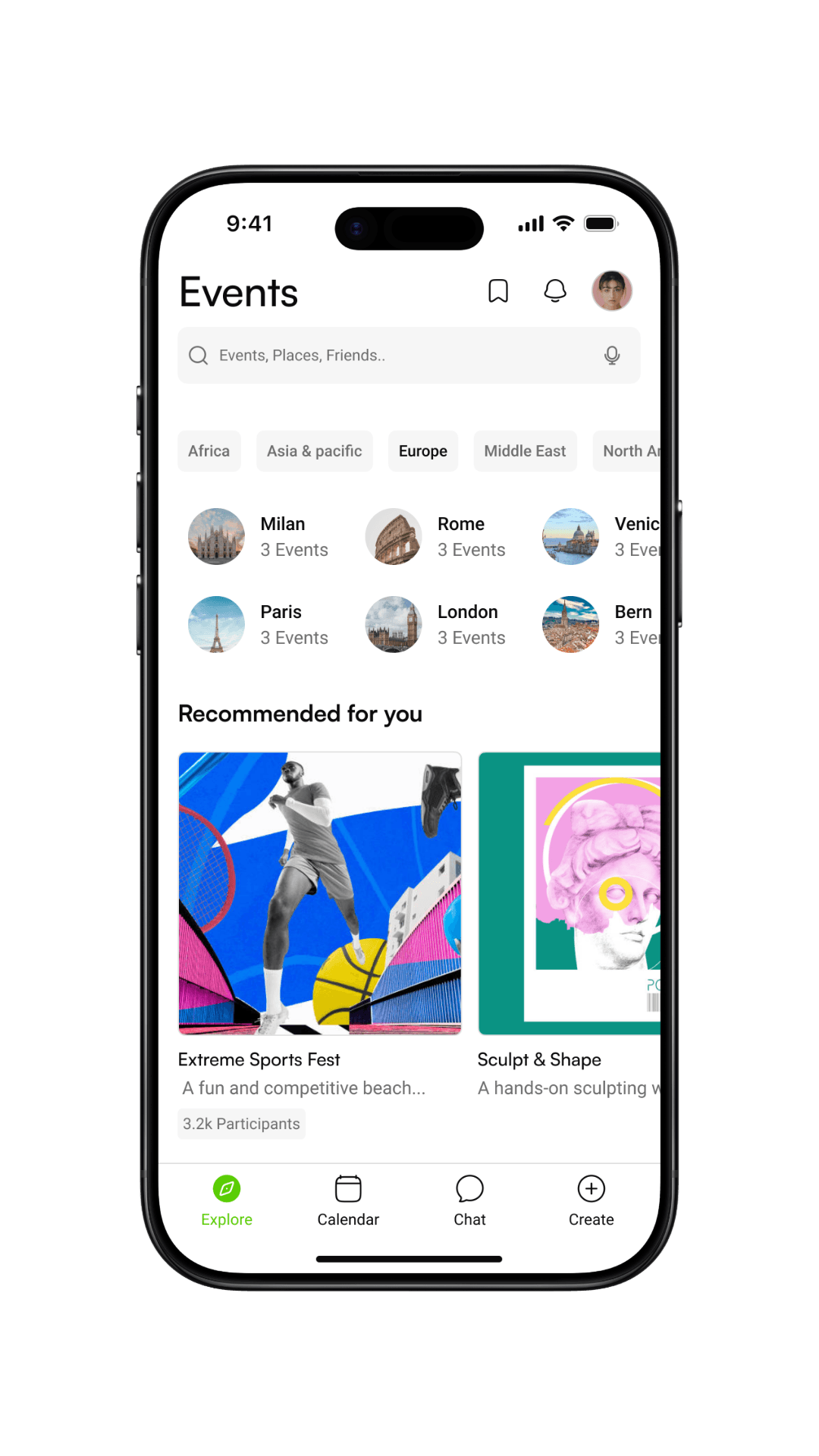 Explore page mockup