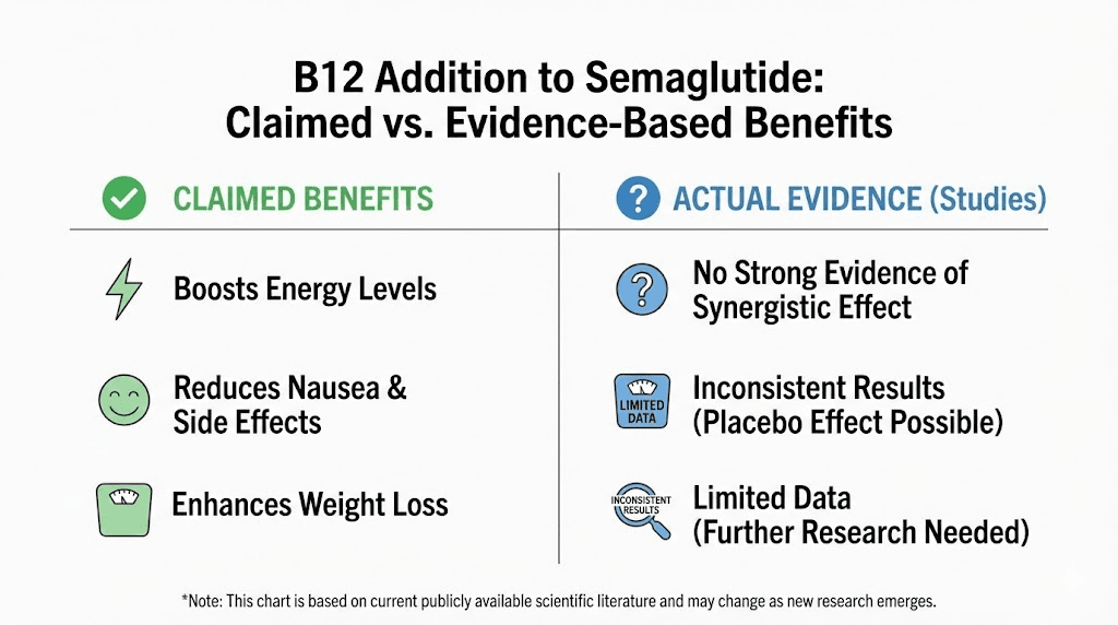 Evidence levels for claimed benefits of adding vitamin b12 to semaglutide therapy