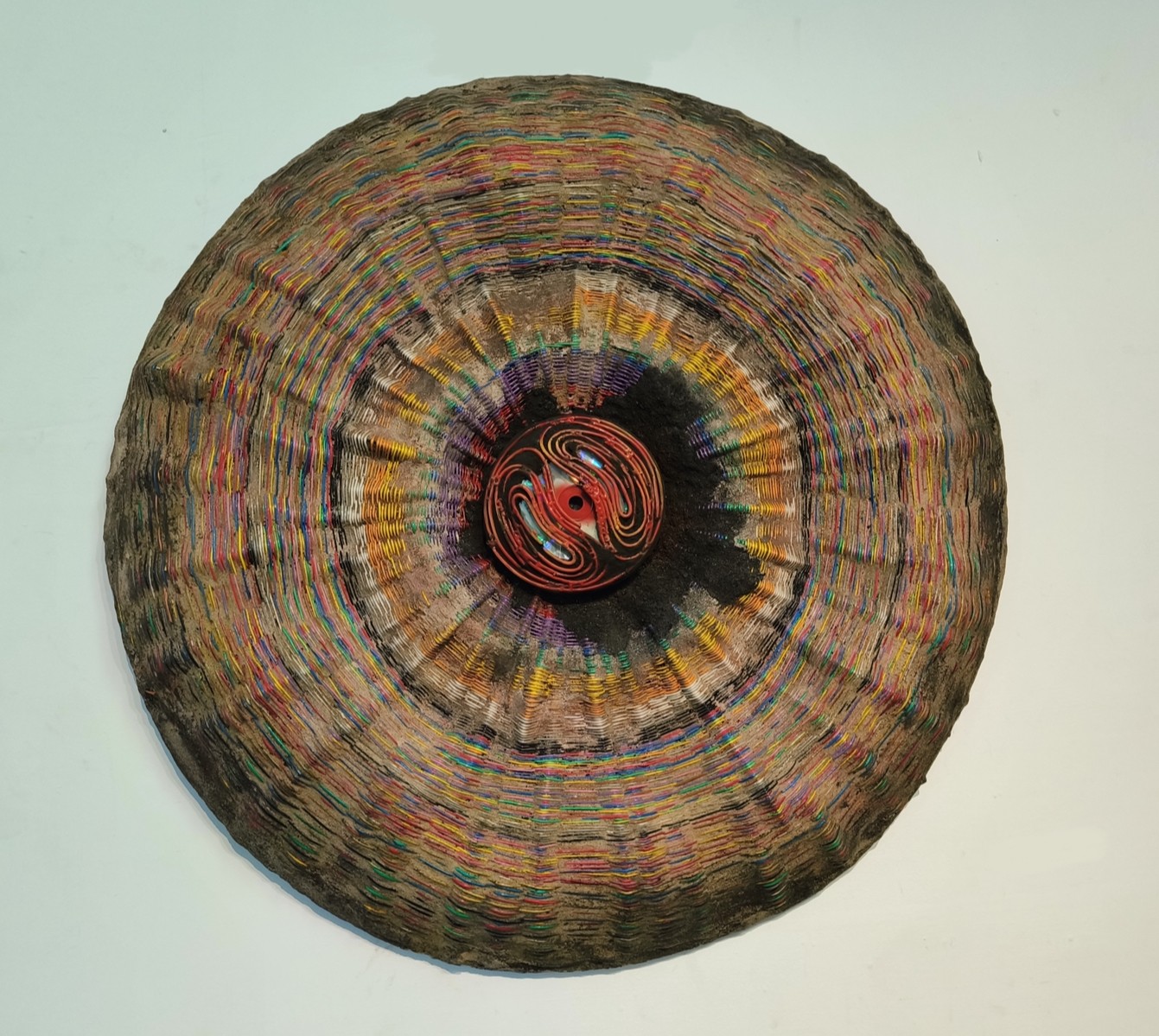 herd of sheep on road painting