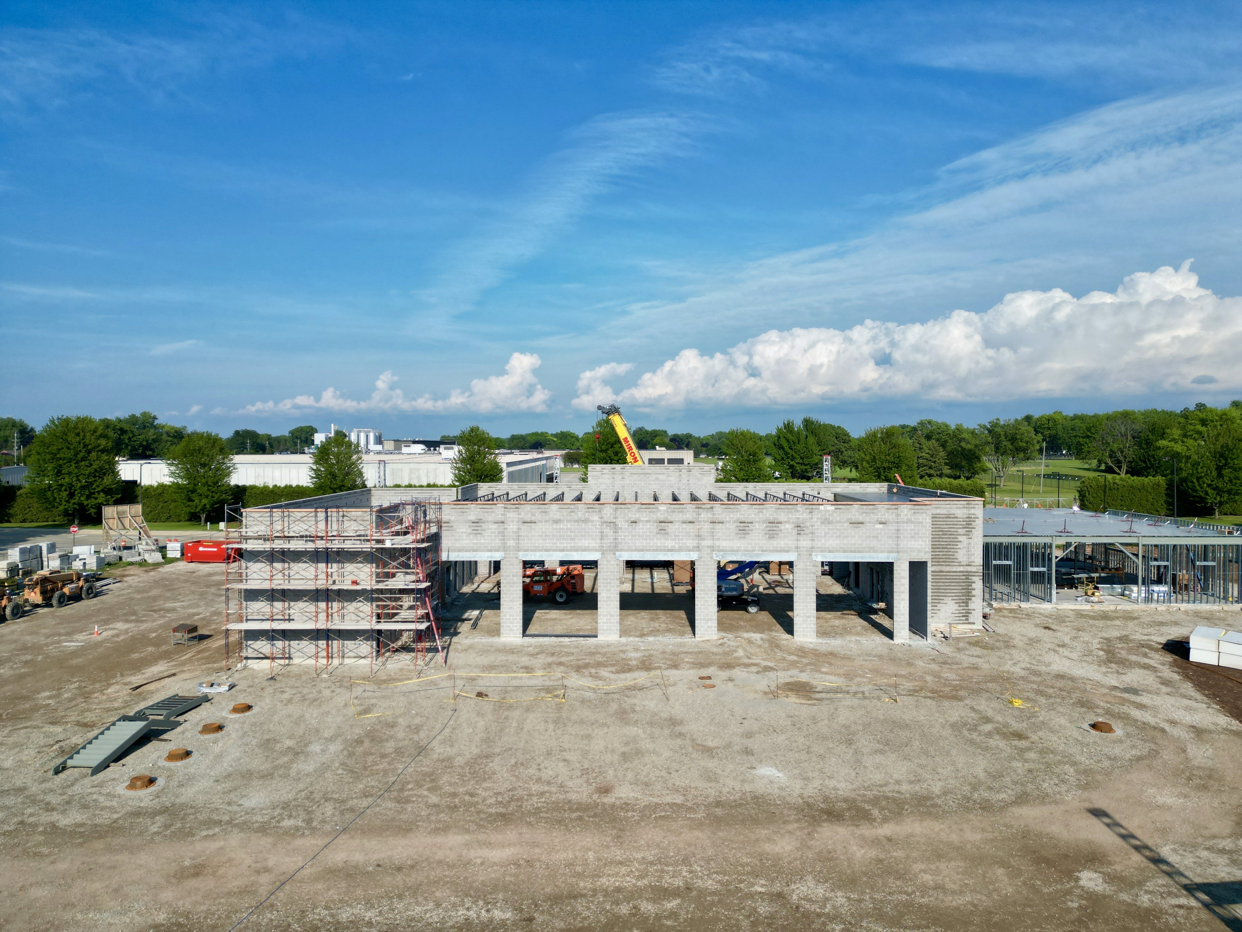 Overhead construction view of the Little Chute Fire Department new station