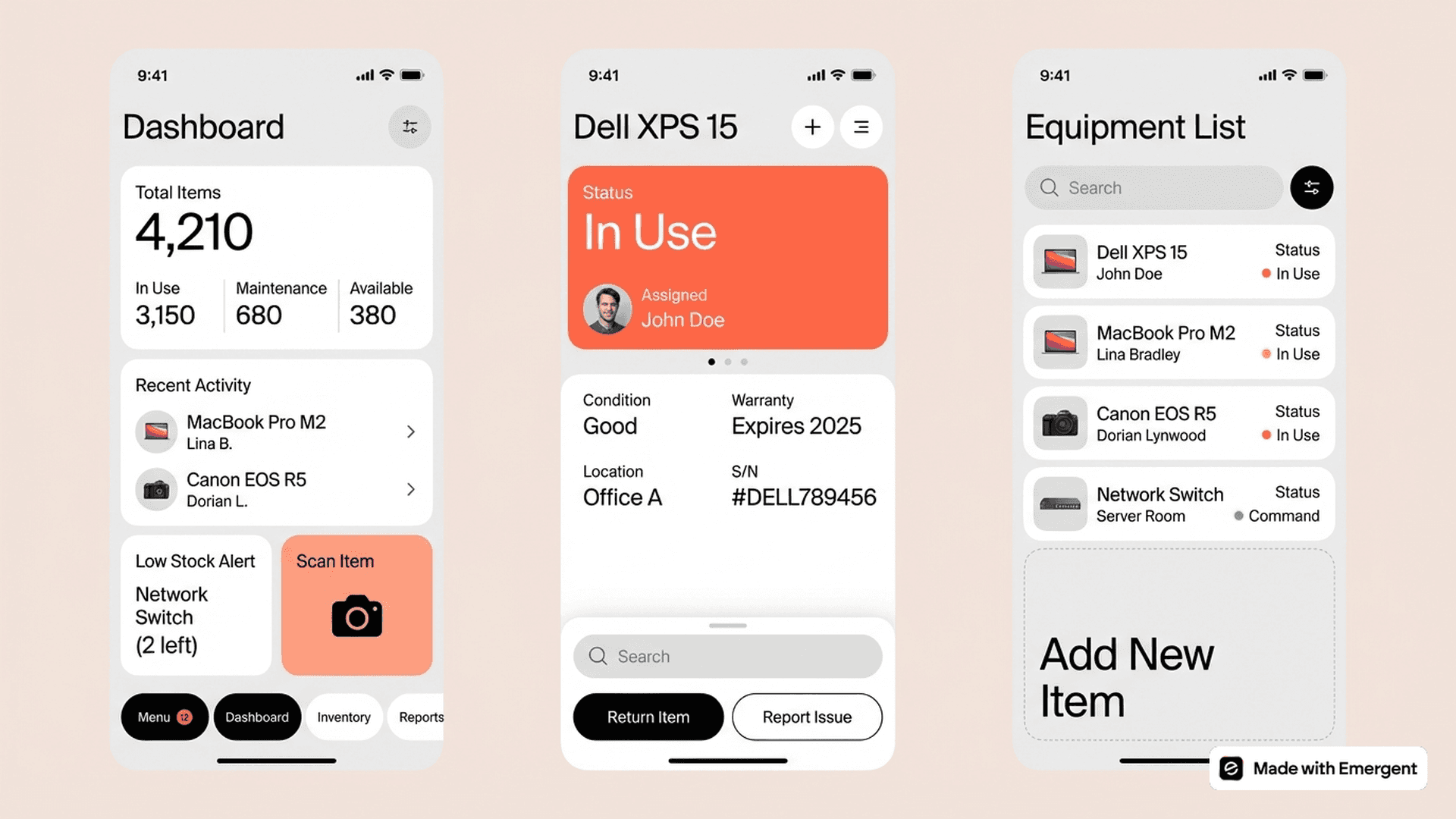 Equipment Inventory App Made With Emergent