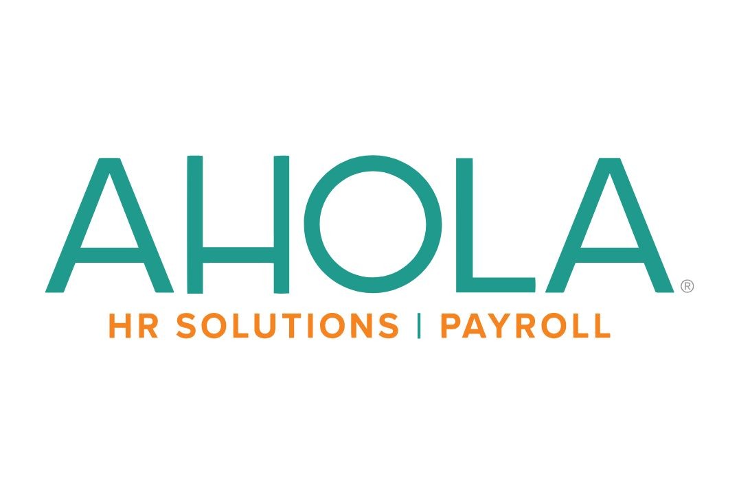 The image displays the logo of Ahola, which includes the company name in bold, capitalized letters with a distinctive teal color. Below the name, a tagline in smaller font states "HR SOLUTIONS | PAYROLL," indicating the company's business focus. The registered trademark symbol is visible at the end of the company name, signifying its registered status. The logo's simple yet bold design reflects the company's professional approach to human resources and payroll services.