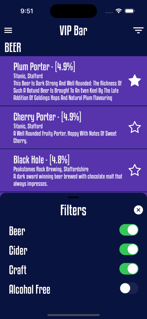 Festival App -Bar