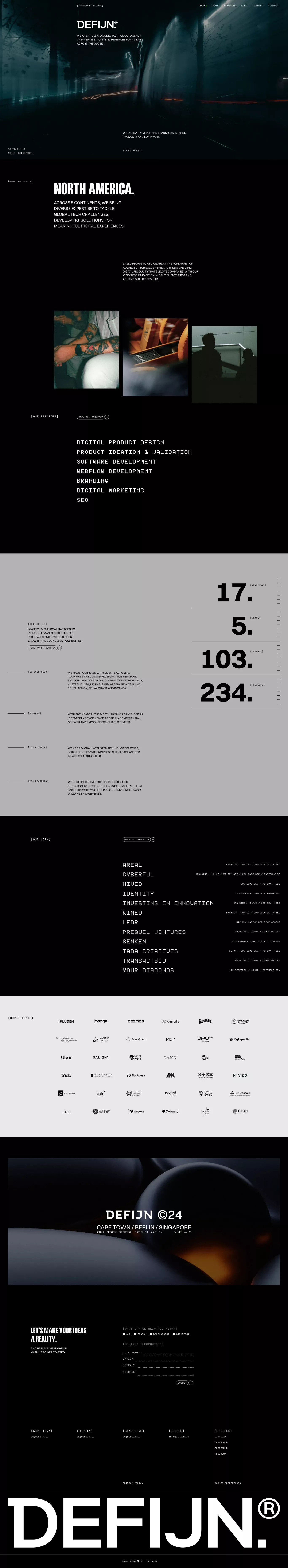 Defijn portfolio page screenshot showcasing Design and Tech design