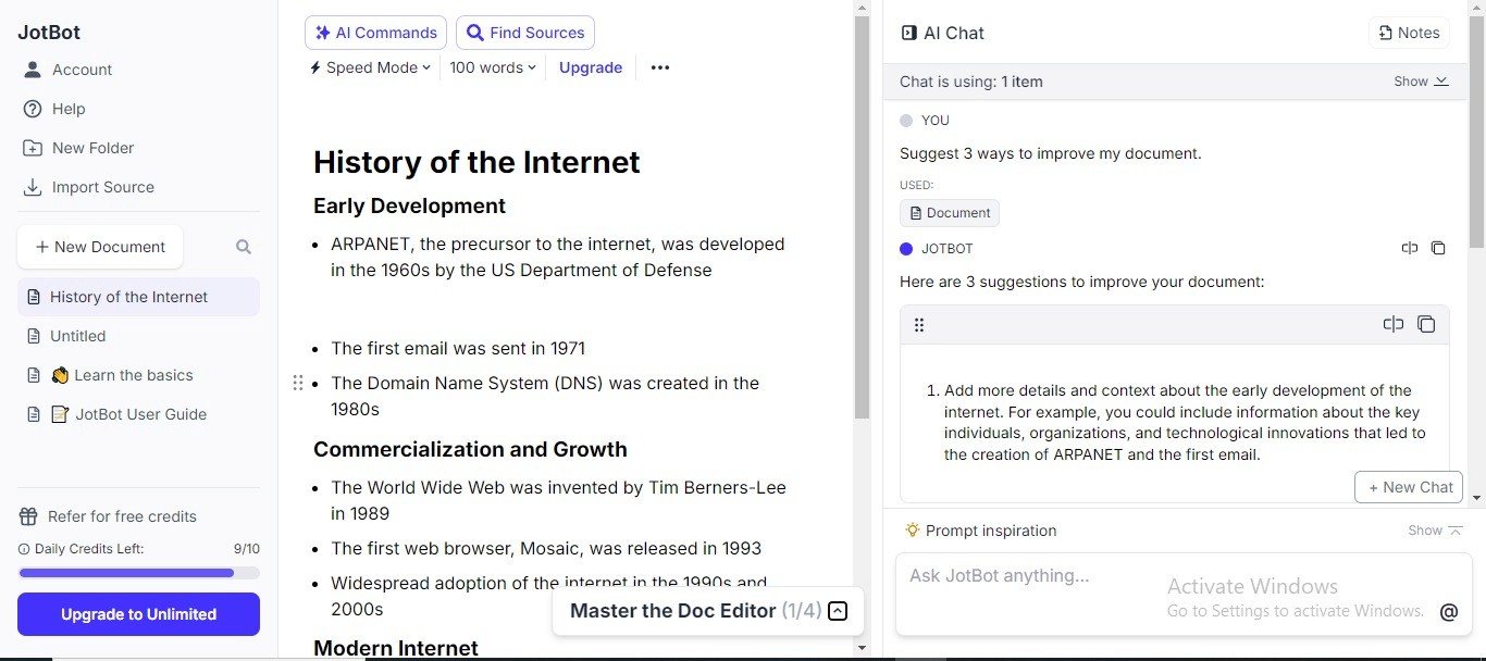 Jotbot - Best AI Tool For Research