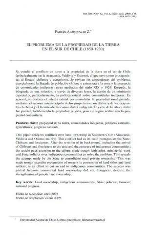 El problema de la propiedad de la tierra en el sur de Chile (1850-1930)