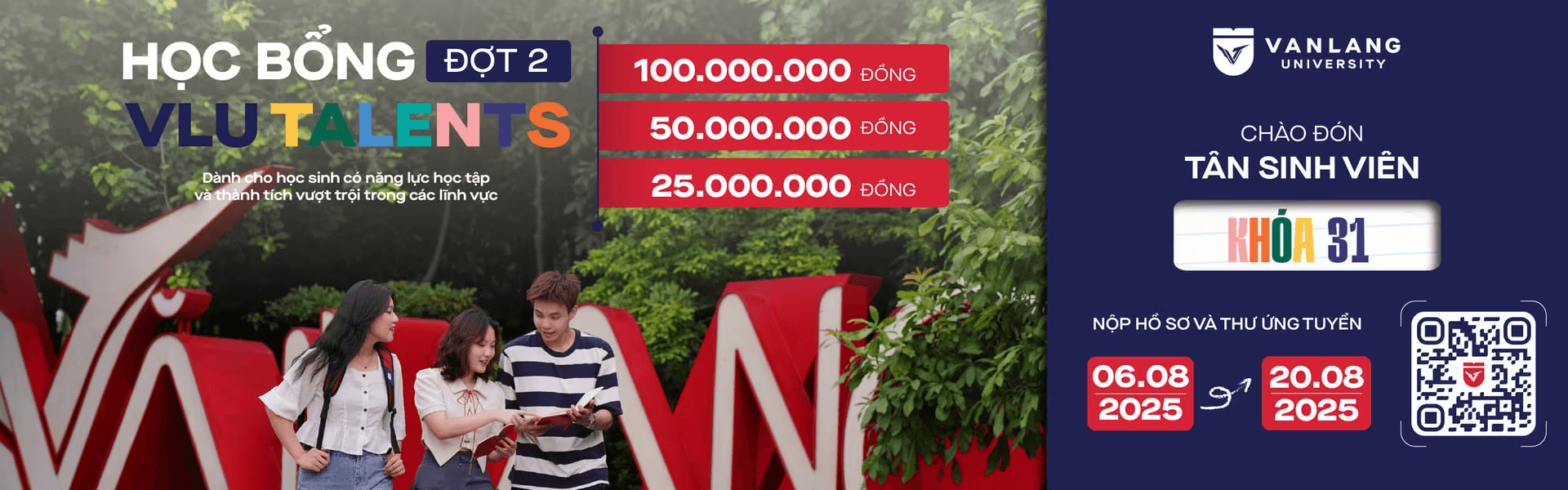Trường Đại học Văn Lang nhận hồ sơ xét duyệt học bổng tài năng VLU Talents đợt 2 năm 2025