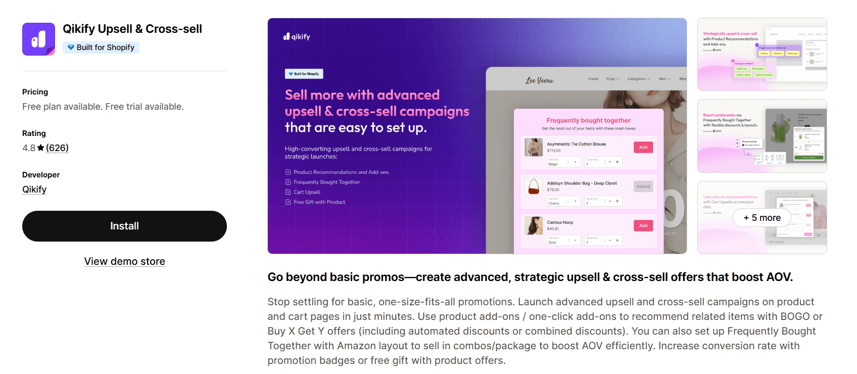Qikify Upsell & Cross‑sell on the Shopify App Store