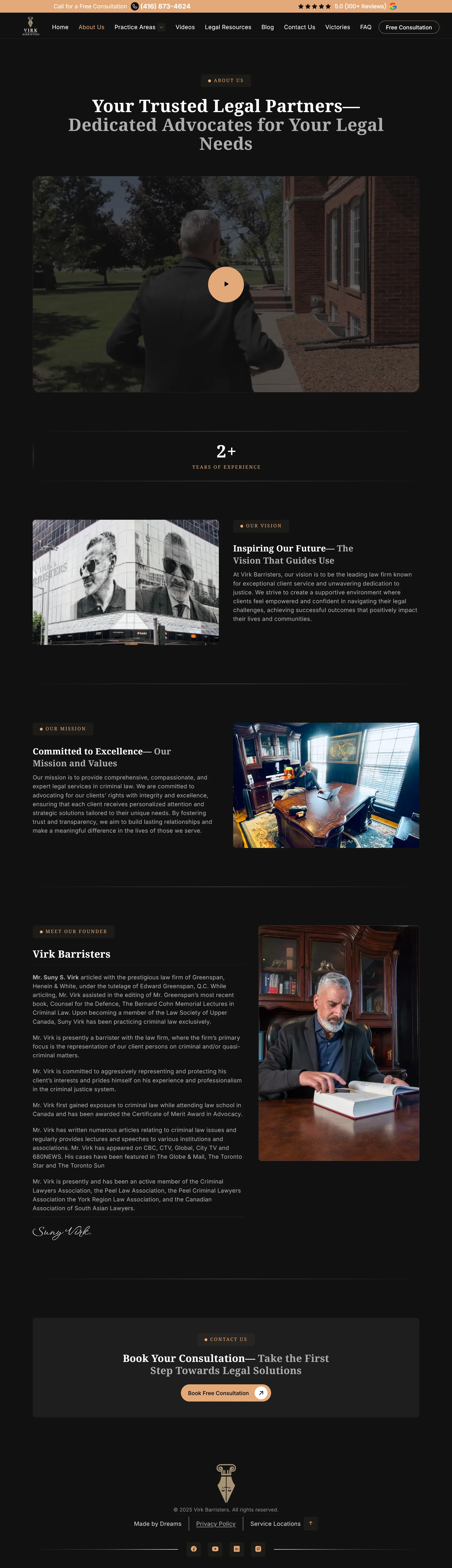 About us page for virkbarristers website developed & designed by Dreams Agency Mississauga, Ontario