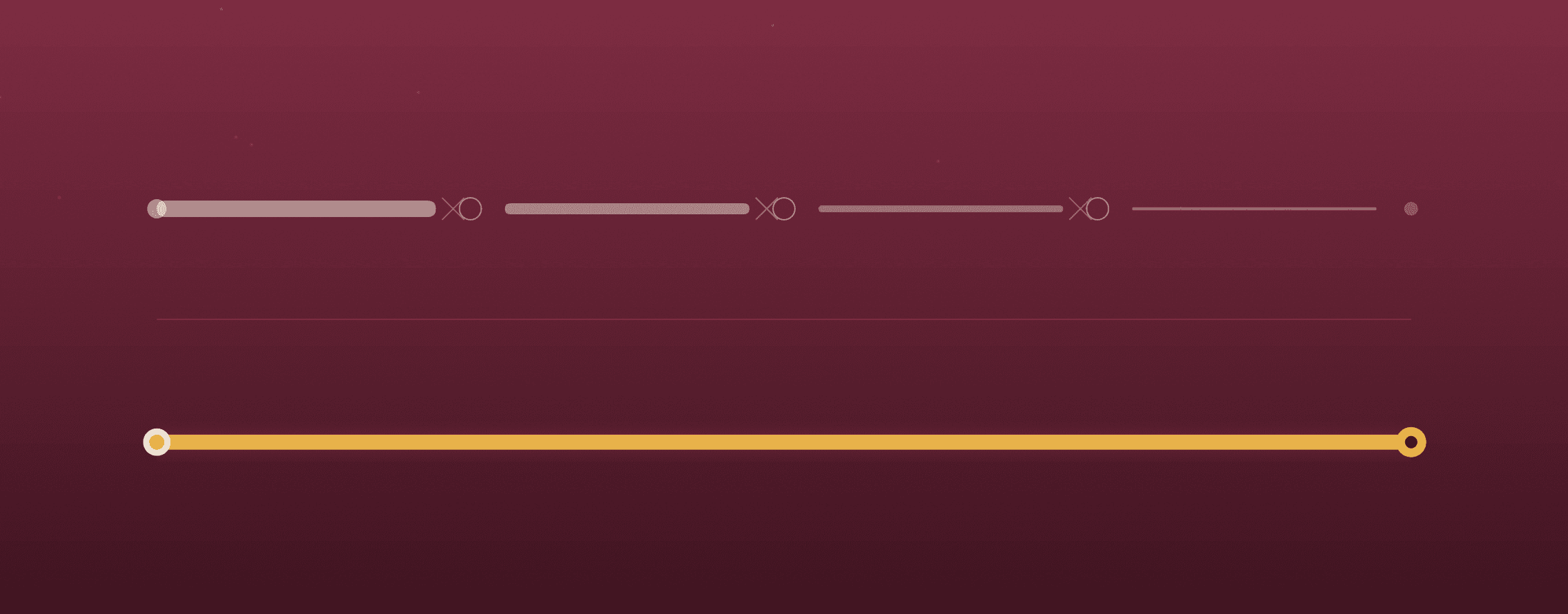 Minimalist diagram on deep burgundy: a top path broken at handoff nodes, its line thinning at each pass as the brief gets lost, versus one unbroken gold line from first call to final cut — one team, no handoffs. Raised Media Co.