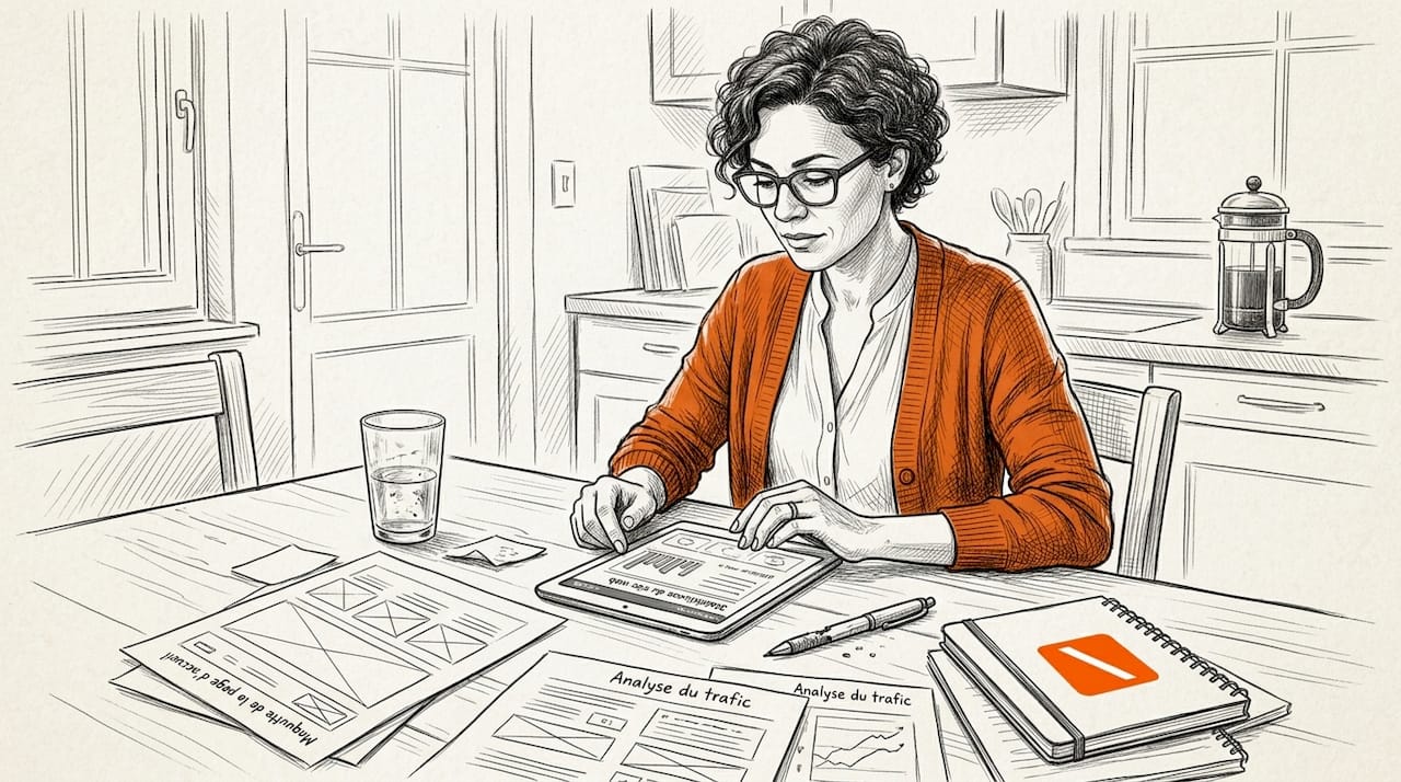 Un consultant passe en revue les maquettes de mise en page du site web.