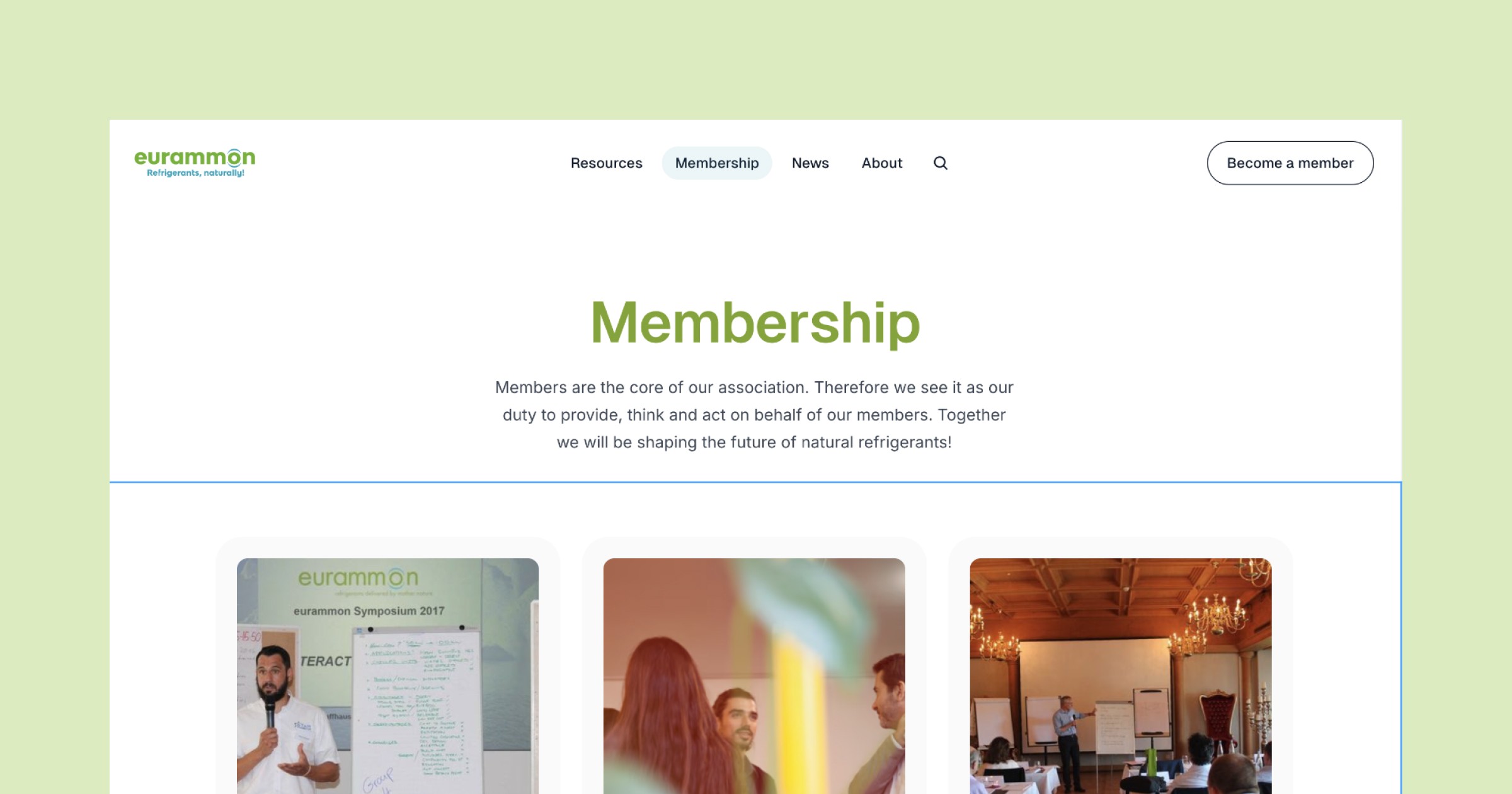 Eurammon website membership page