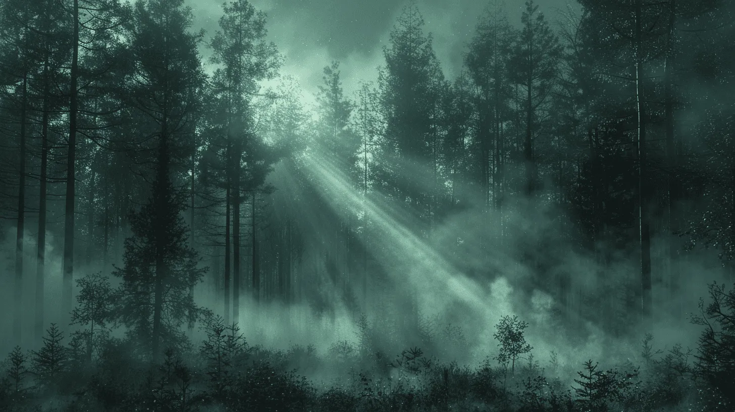Green Smoky Forest in the evening