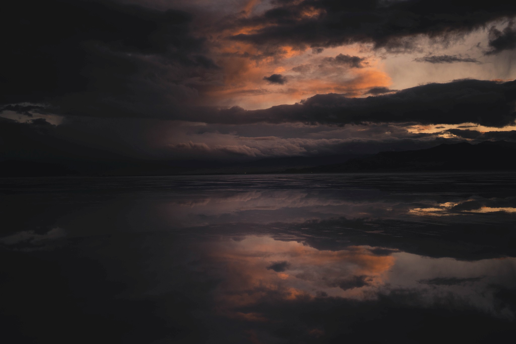 Moody Sunset at Utah Salt Flats