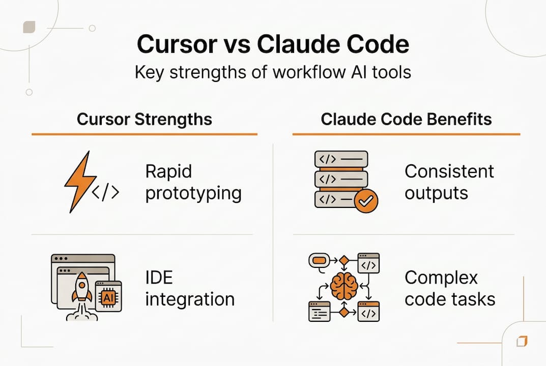 Infographic comparing Cursor and Claude features