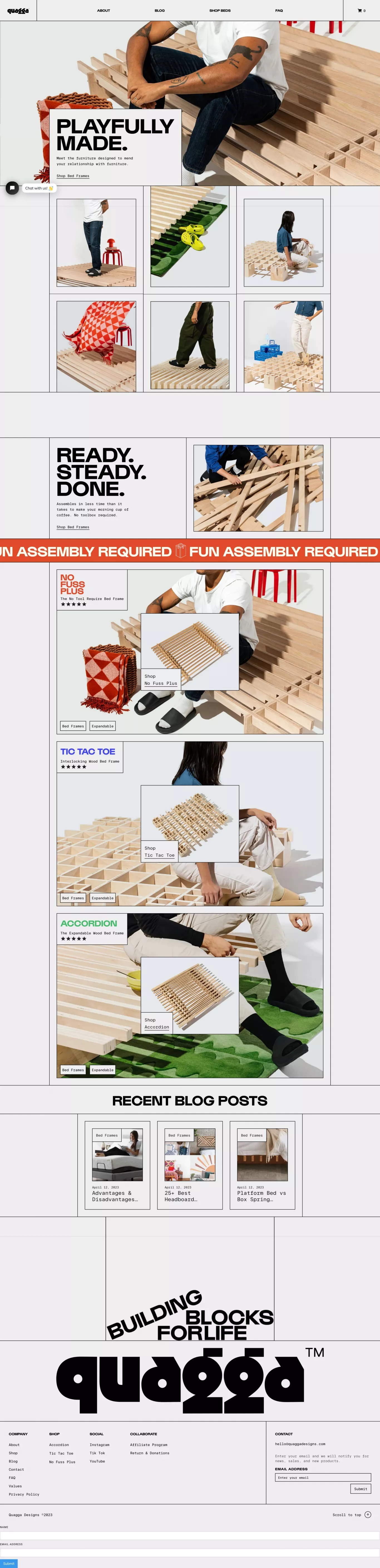 Best Canadian Bed Frames - Quagga Design ecommerce page screenshot showcasing Furniture & Interiors and Ecommerce design